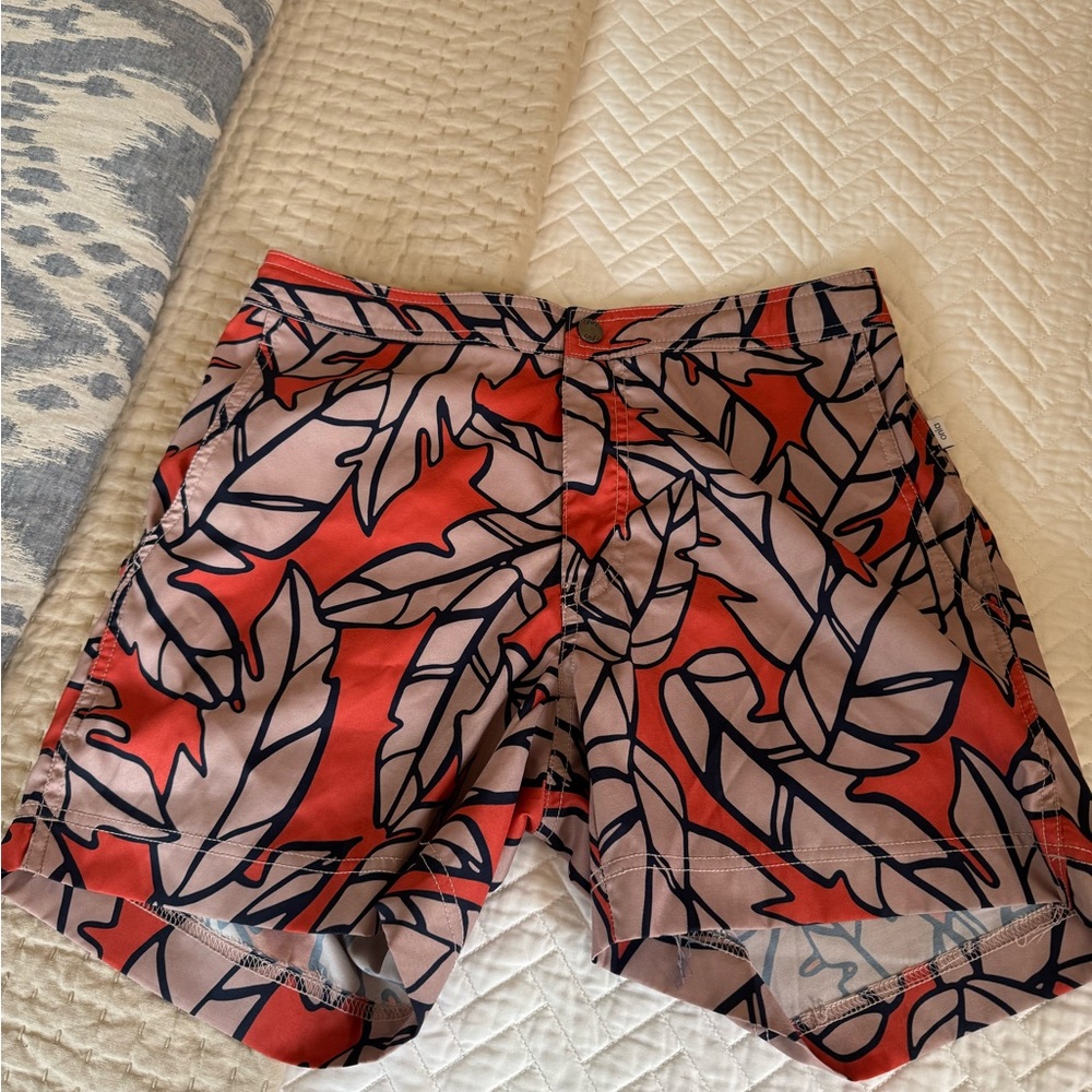 Onia orange tan and blue  Bermudas Geometric Pattern